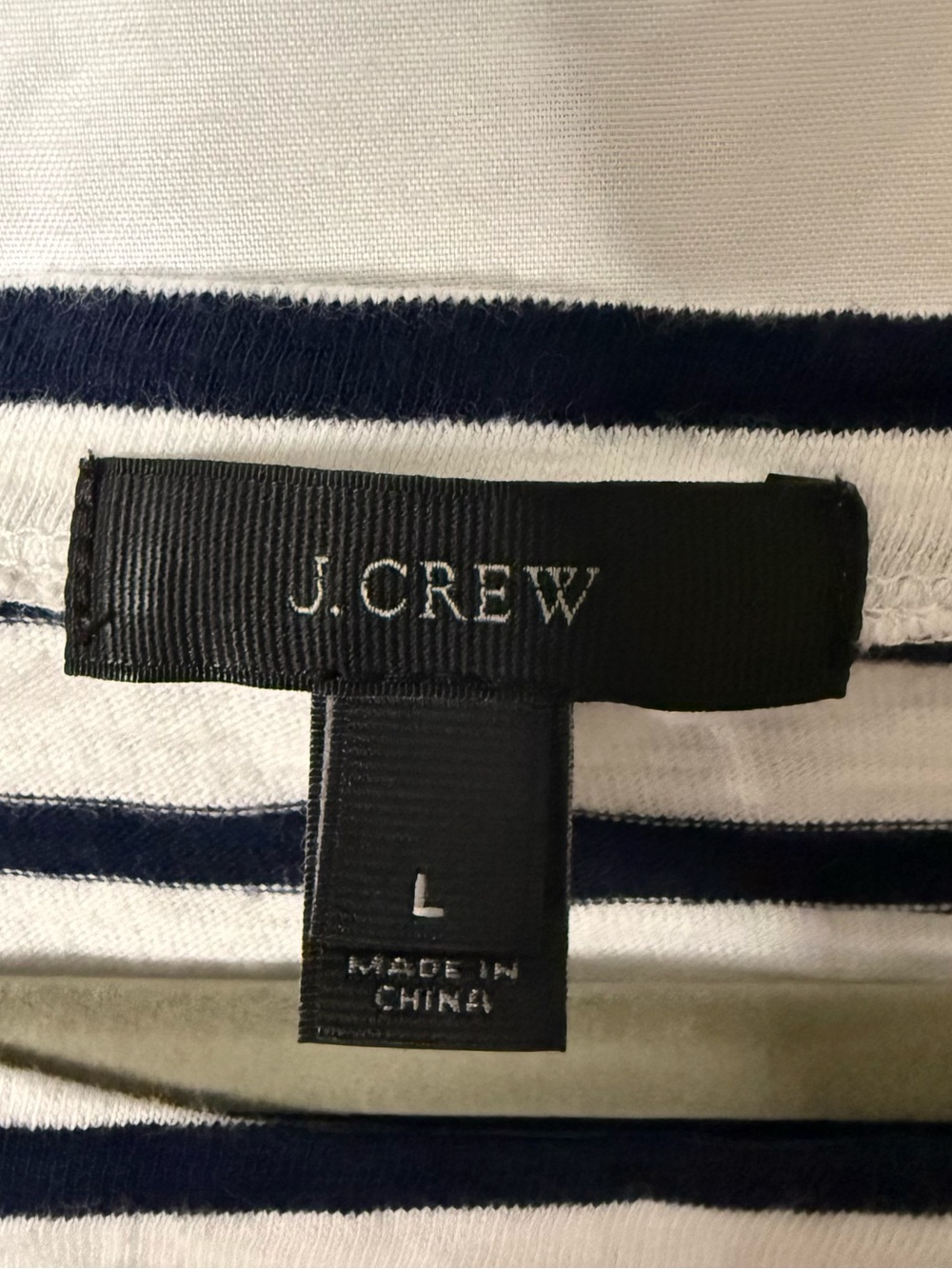 J. Crew Black & White Striped Long-Sleeve Tee with White Floral Appliqué - Picture 5 of 6
